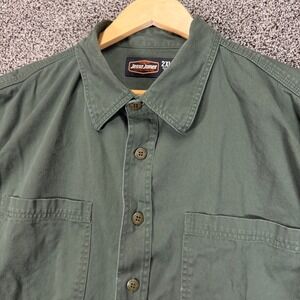 Jesse James Work Shirt Mens 2XL Green Cotton Long Sleeve Button Up Pockets‎